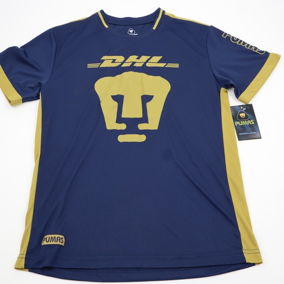 Pumas UNAM Soccer Jersey‎ Men Small Navy Gold DHL Official Licensed 2024 New